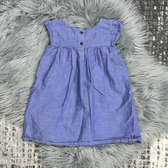 Tea‎ Collection Chambray Dress With Embroidered Flowers Size 18/24months - Picture 4 of 4